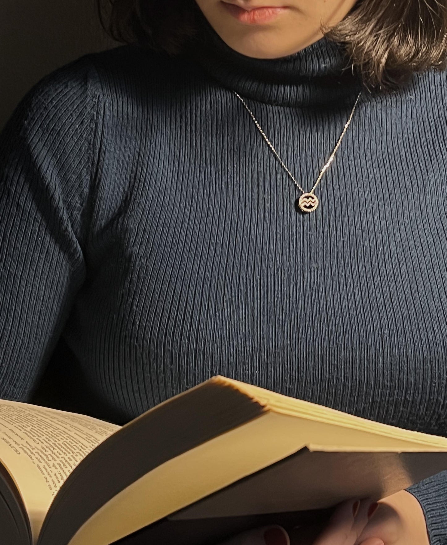 Moissanite Zodiac Constellation Necklace: Rhodium Plated Sterling Silver