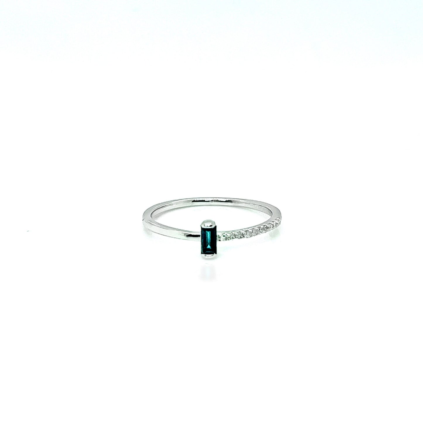 Ruby or Sapphire Baguette Ring: Diamond 14K Gold Plated Sterling Silver