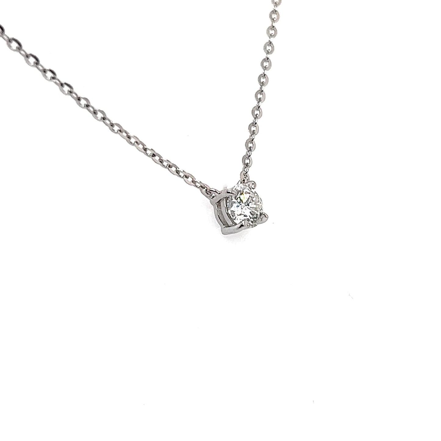 VVS1 Moissanite Solitaire Pendant: Rhodium Plated Sterling Silver Necklace