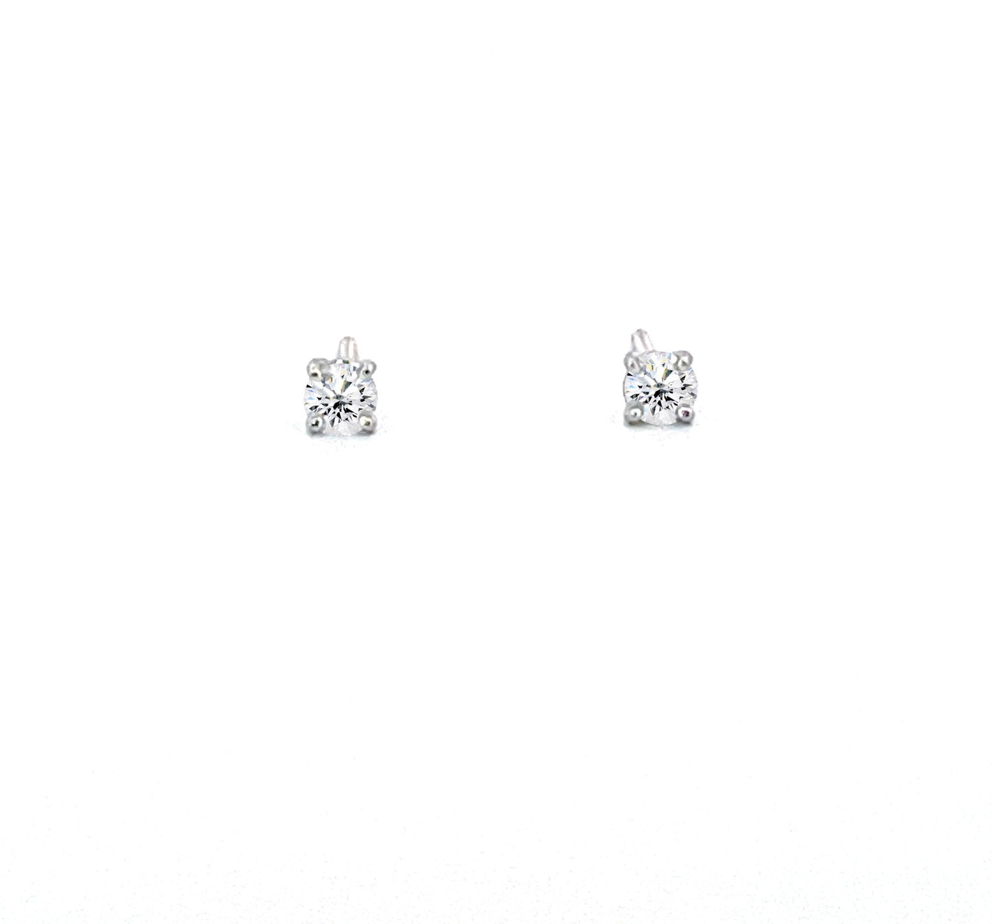 14K White Gold Diamond Stud Earrings: Round Cut, 0.25 ctw, Screwback