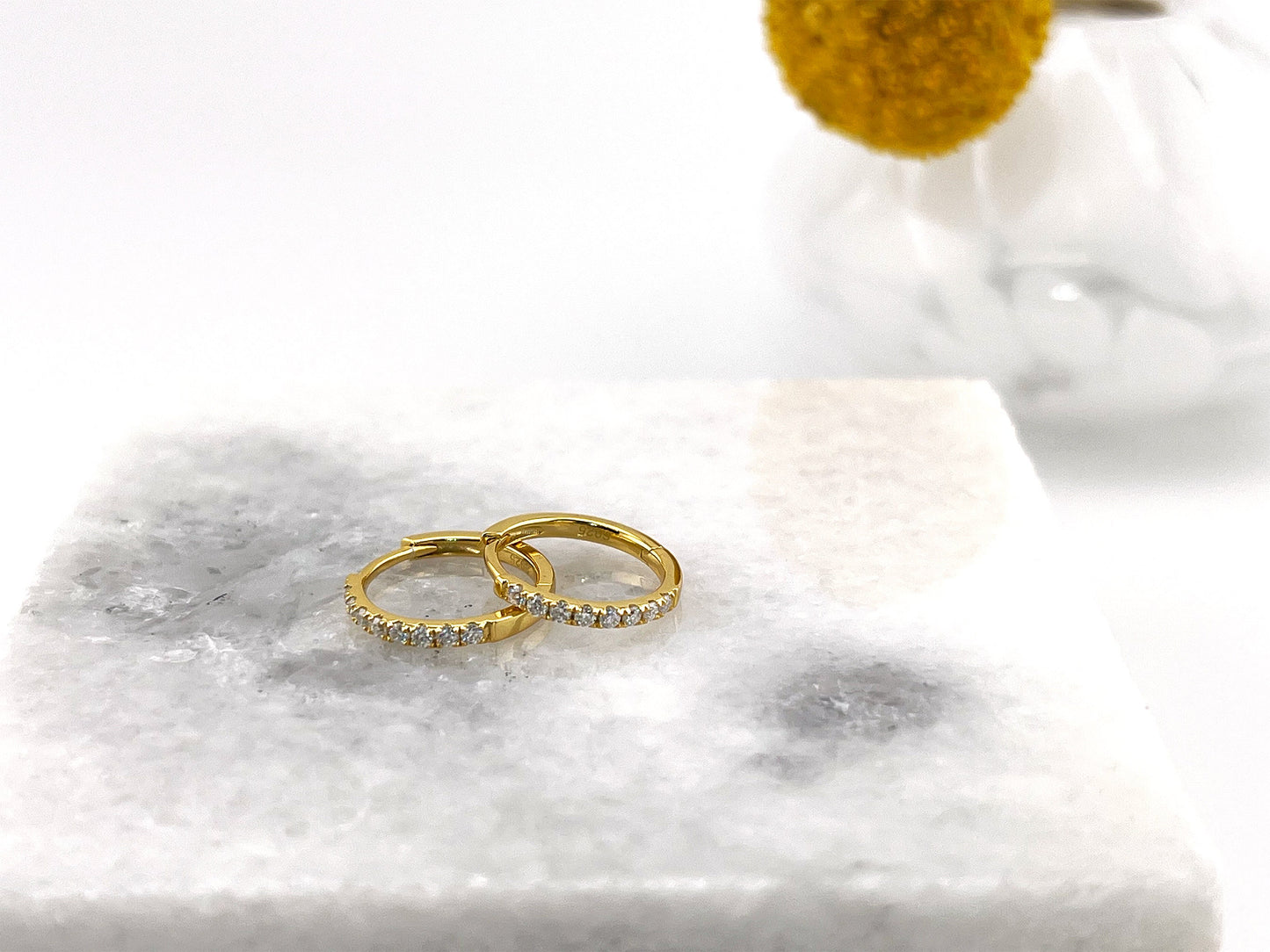 VVS1 Moissanite Pavé Huggie Hoop Earrings: 18K Gold or Rhodium Plated Sterling Silver | Dainty Diamond Alternative Minimalist Jewelry