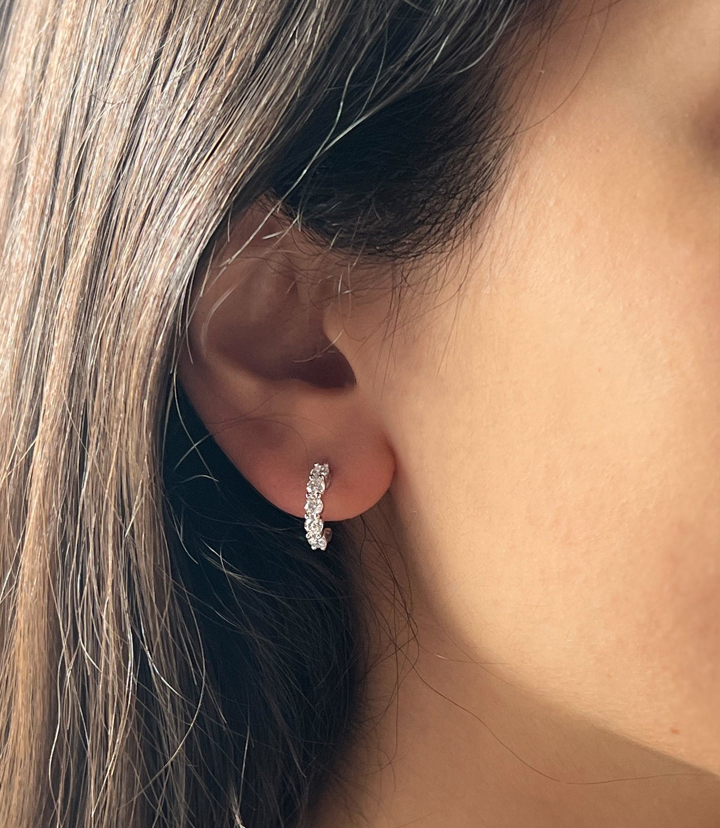 Moissanite Huggie Earrings: 1 CTTW VVS1, Rhodium 925 Sterling Silver