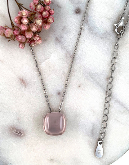 Rose Quartz Sterling Silver Necklace: Handmade Gemstone Pendant