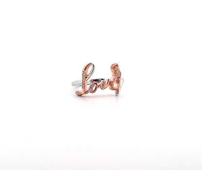 Rose Gold Love Ring: Sterling Silver, White Sapphire - Size 7