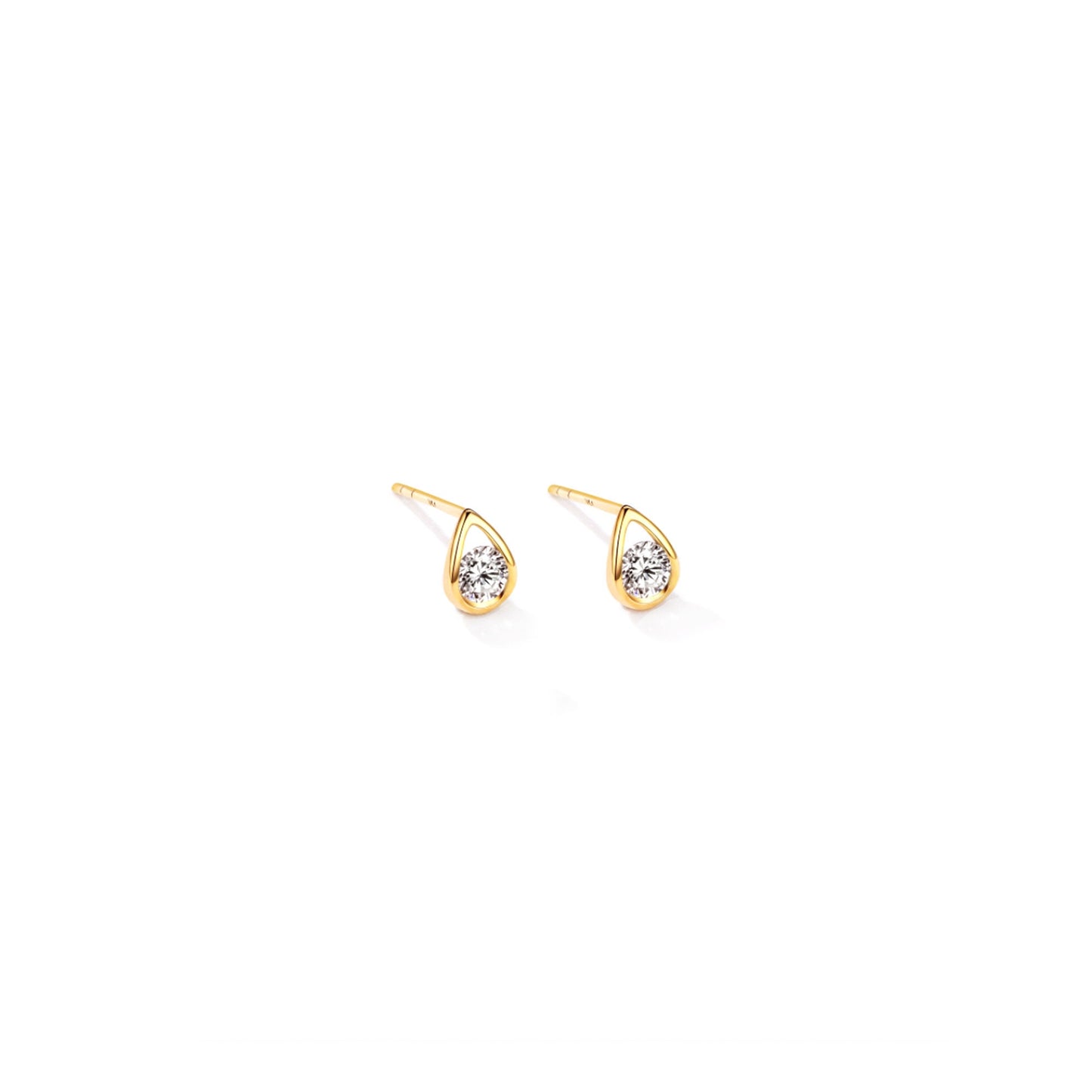Moissanite Teardrop Stud Earrings: 14K Gold Plated Sterling Silver