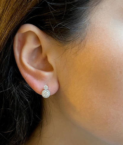 1.5CTW Certified Moissanite Halo Stud Earrings: Rhodium Plated Sterling Silver