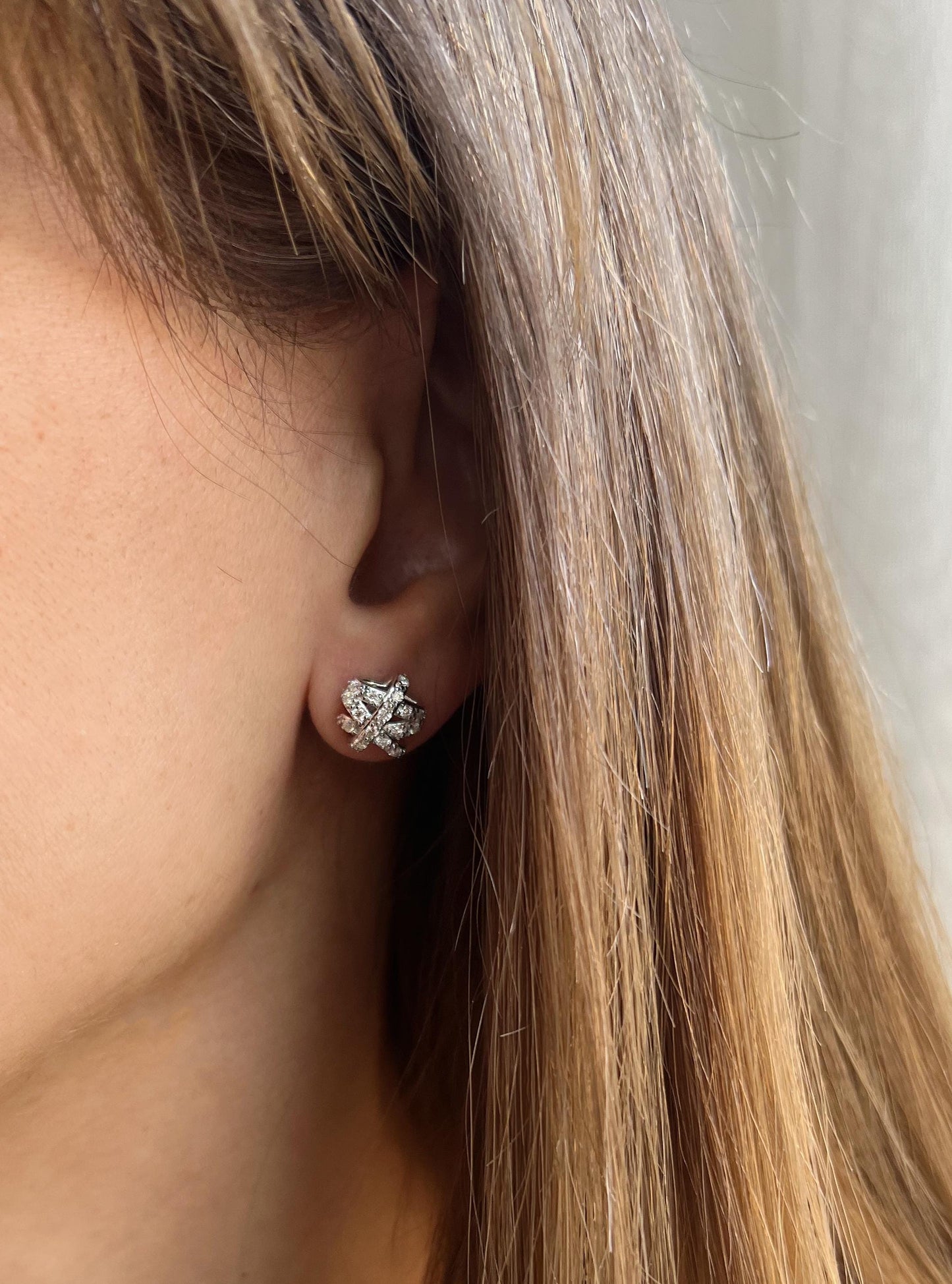 Moissanite Knot Stud Earrings: Sterling Silver Love Knot Design