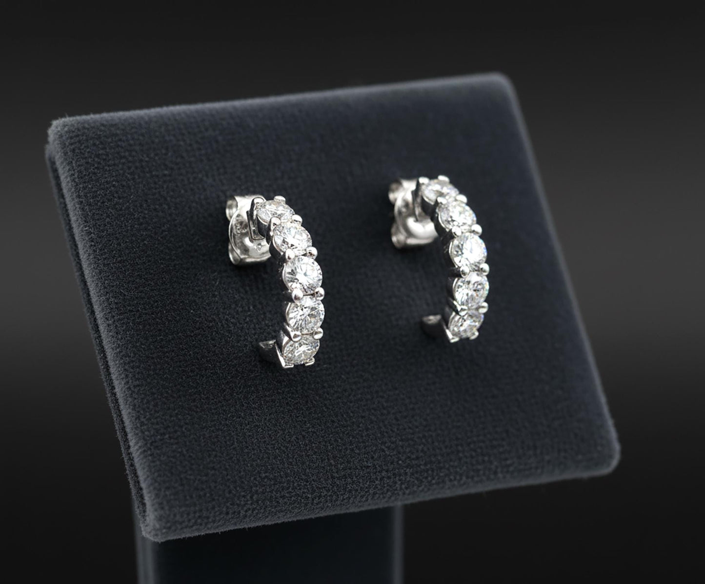 Moissanite Huggie Earrings: 1 CTTW VVS1, Rhodium 925 Sterling Silver