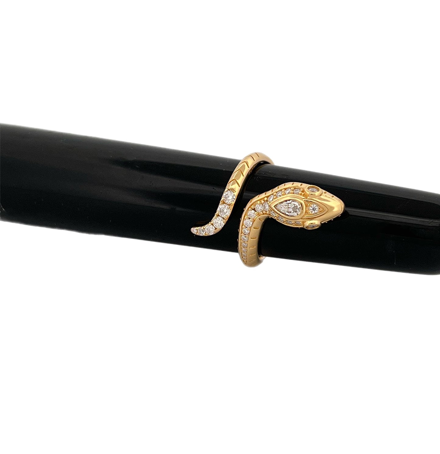 Moissanite Snake Ring: 18K Gold Plated Sterling Silver Serpent Cocktail Ring