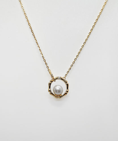 14K Gold Plated Sterling Silver Freshwater Pearl Moissanite Necklace