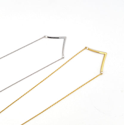 Moissanite V-Necklace: 18K Gold Plated Sterling Silver Chevron Necklace