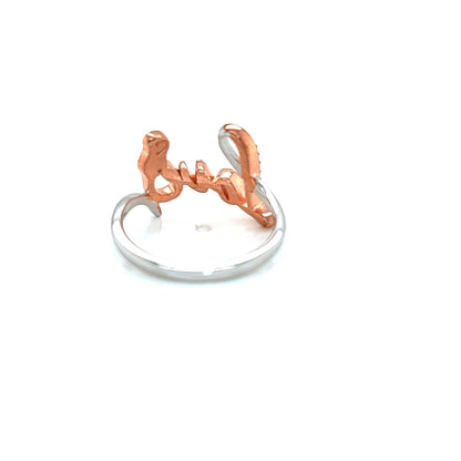 Rose Gold Love Ring: Sterling Silver, White Sapphire - Size 7