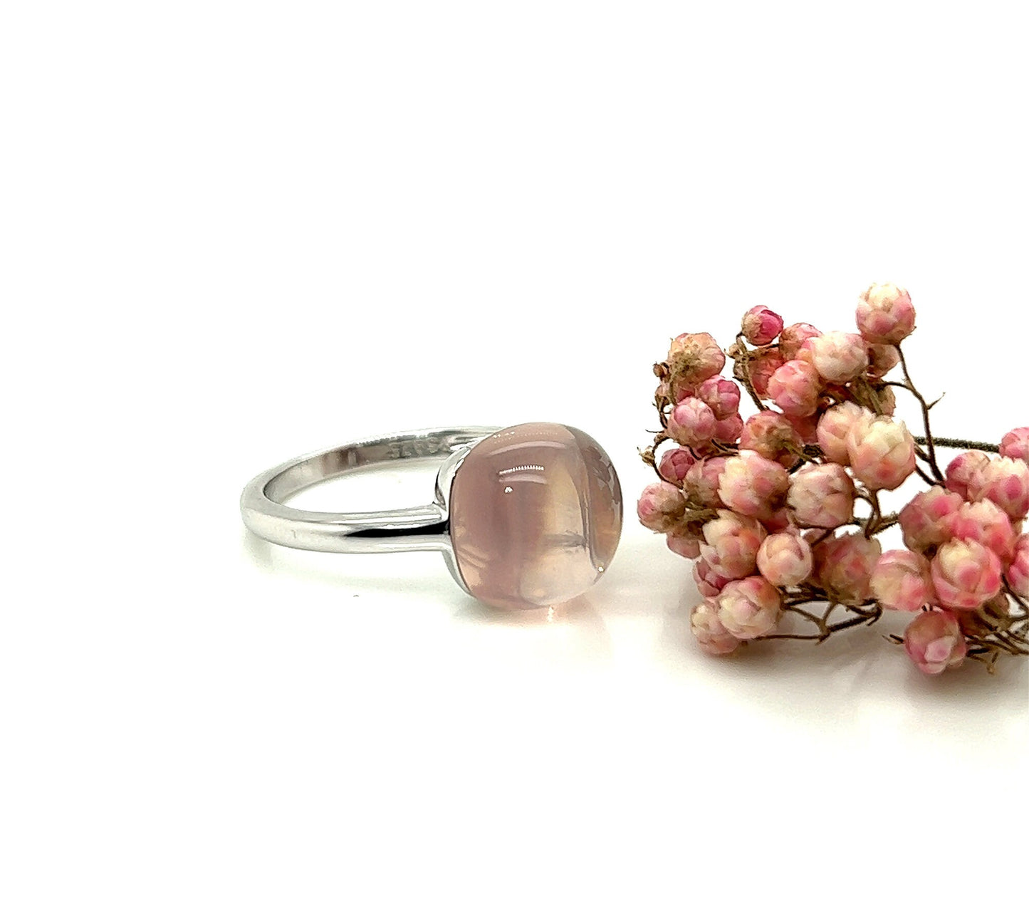 Handmade Cushion Cut Rose Quartz Ring: Sterling Silver, Size 7