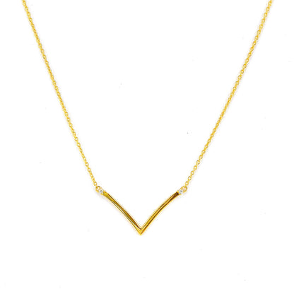 Moissanite V-Necklace: 18K Gold Plated Sterling Silver Chevron Necklace