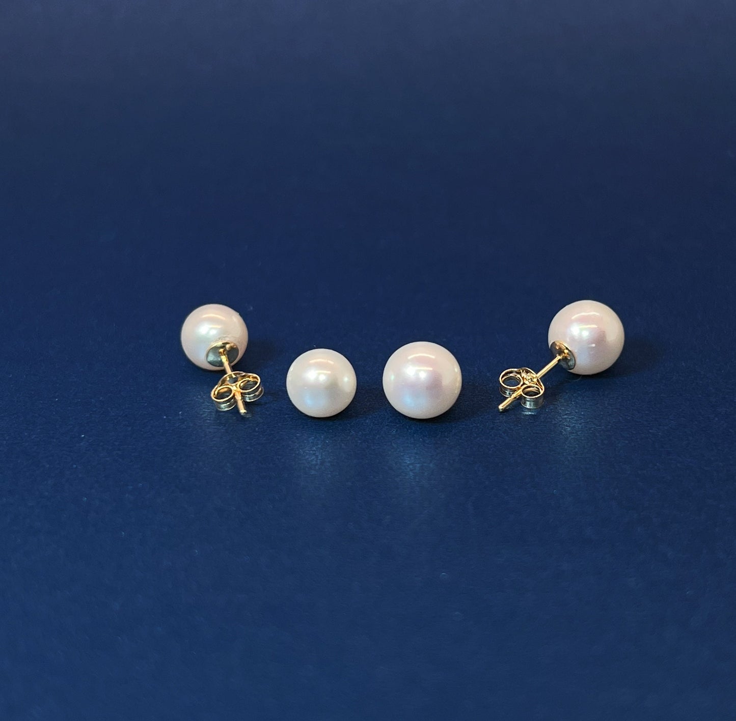 14k Gold Freshwater Pearl Stud Earrings: 6-8mm Genuine Pearl