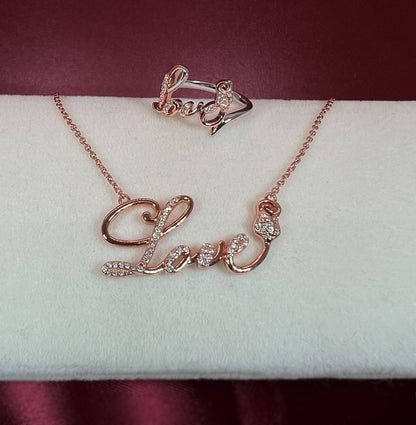 Rose Gold Love Ring: Sterling Silver, White Sapphire - Size 7