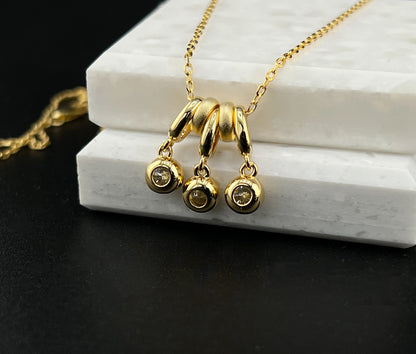 1.5 CT Moissanite Bezel Pendant Necklace: 14K Yellow Gold Plated Sterling Silver