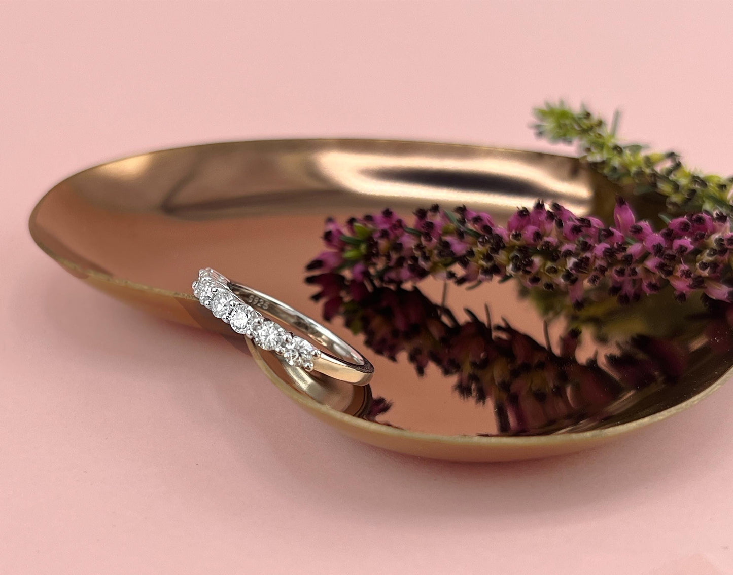 VVS1 Moissanite Wedding Ring: Rhodium Plated Sterling Silver Anniversary Band