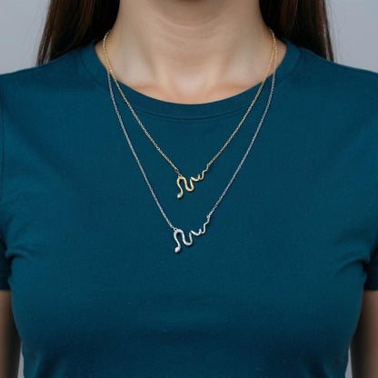 14K Gold Moissanite Snake Pendant: Sterling Silver Serpent Necklace