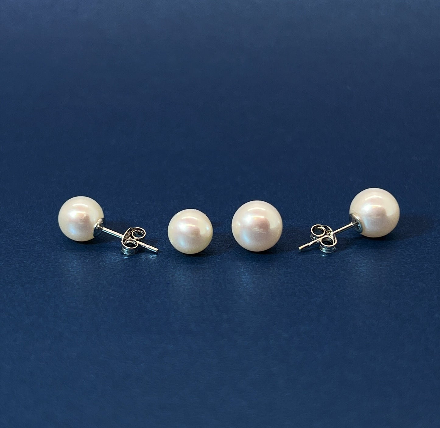 14k Gold Freshwater Pearl Stud Earrings: 6-8mm Genuine Pearl