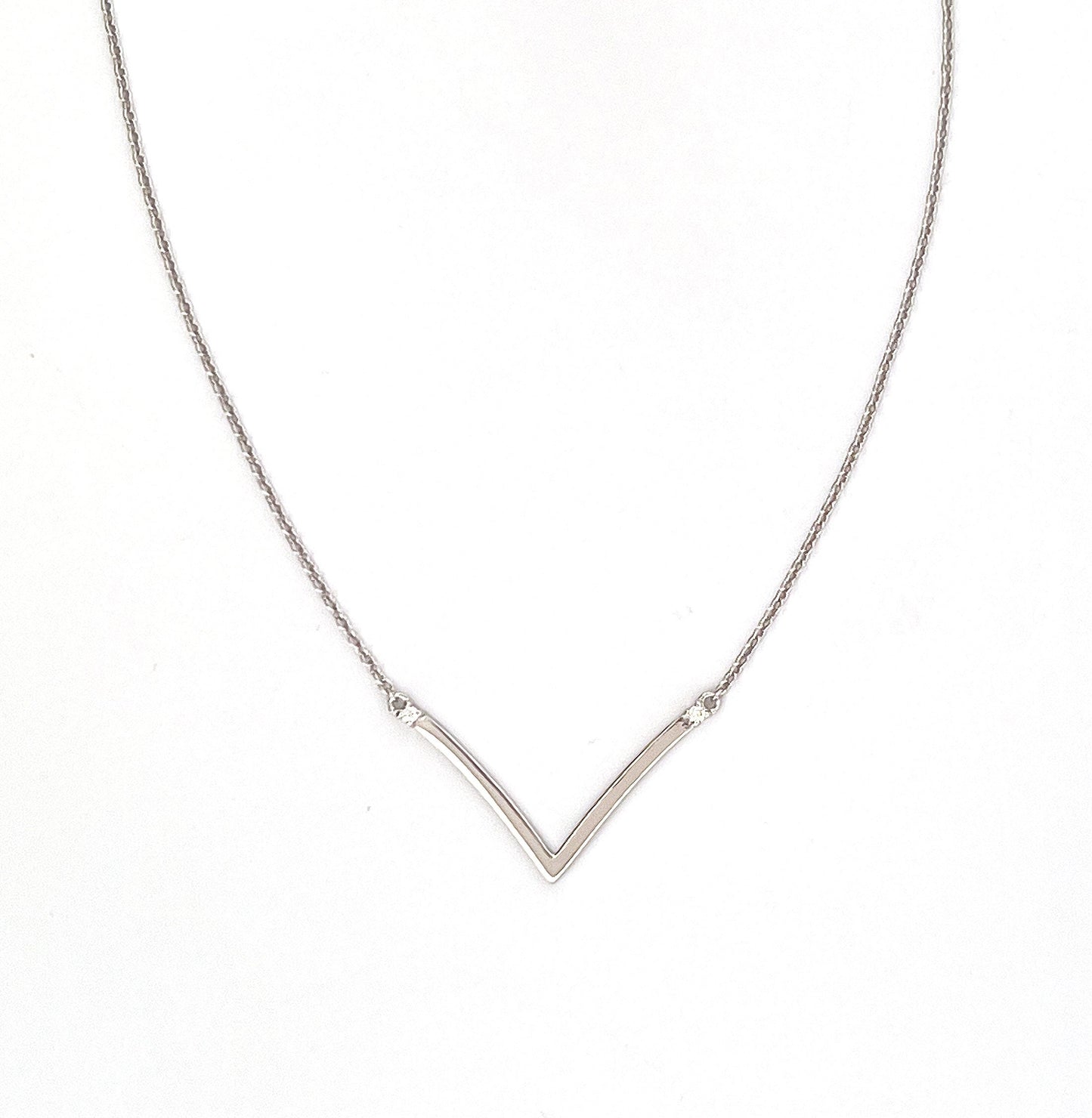 Moissanite V-Necklace: 18K Gold Plated Sterling Silver Chevron Necklace