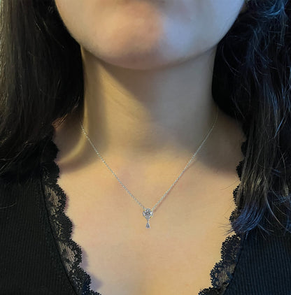 1.0Ct Certified VVS1 Moissanite Necklace: Two Tone Halo Drop, Sterling Silver