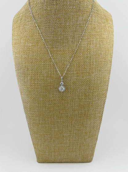 1.5CTW VVS1 Moissanite Halo Necklace: Rhodium Plated Sterling Silver Pendant