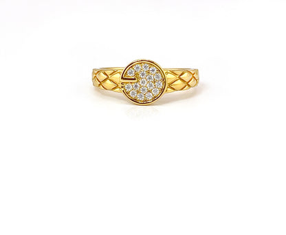 Moissanite Pave Disc Ring: 18K Gold Plated Sterling Silver
