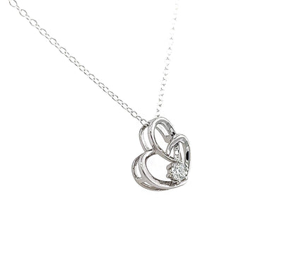 VVS1 Moissanite Heart Necklace: Rhodium Plated Sterling Silver