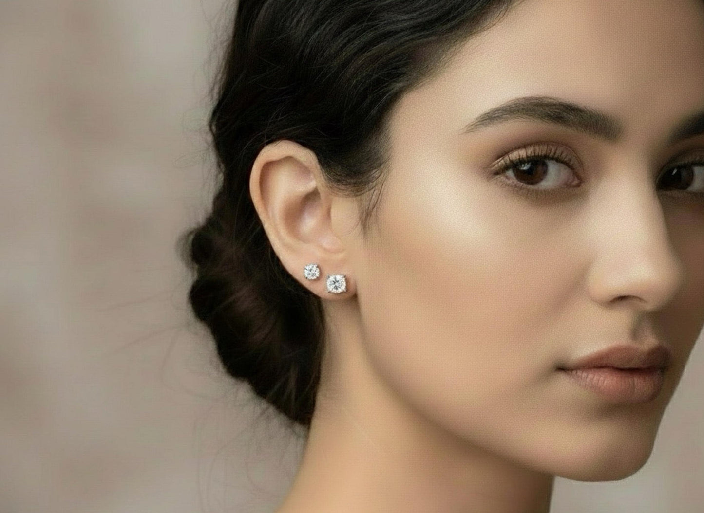 Certified Moissanite Stud Earrings – Unisex Round Solitaire Earrings in Rhodium Plated Sterling Silver, Diamond Alternative 4-Prong Studs