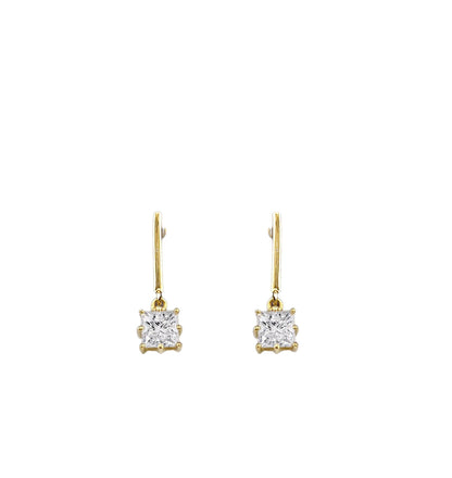 Moissanite Bar Stud Earrings: 1Ct Princess Cut, 14K Gold Plated Silver
