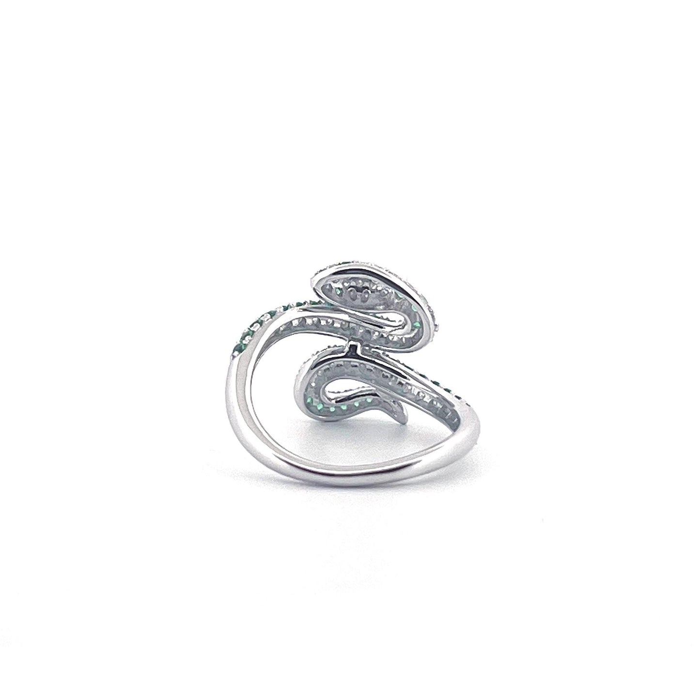 Moissanite Snake Ring: Emerald Eyes, 18K Gold Plated Sterling Silver