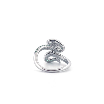 Moissanite Snake Ring: Emerald Eyes, 18K Gold Plated Sterling Silver