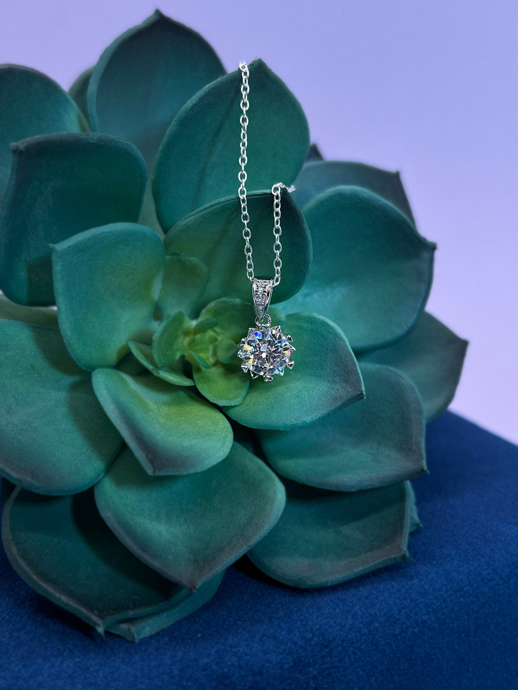 1 Carat Moissanite Solitaire Pendant – Rhodium Plated Sterling Silver Necklace