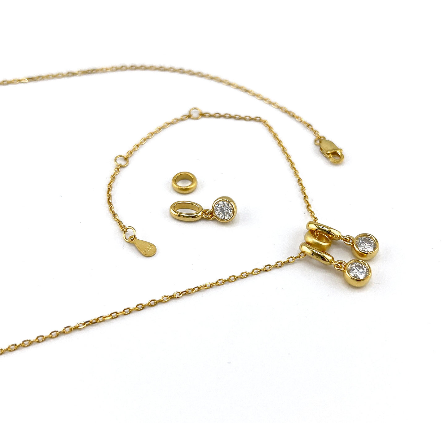 1.5 CT Moissanite Bezel Pendant Necklace: 14K Yellow Gold Plated Sterling Silver