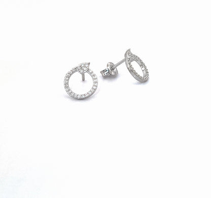 Certified Moissanite Sterling Silver Stud Earrings: Dainty Pave Circle
