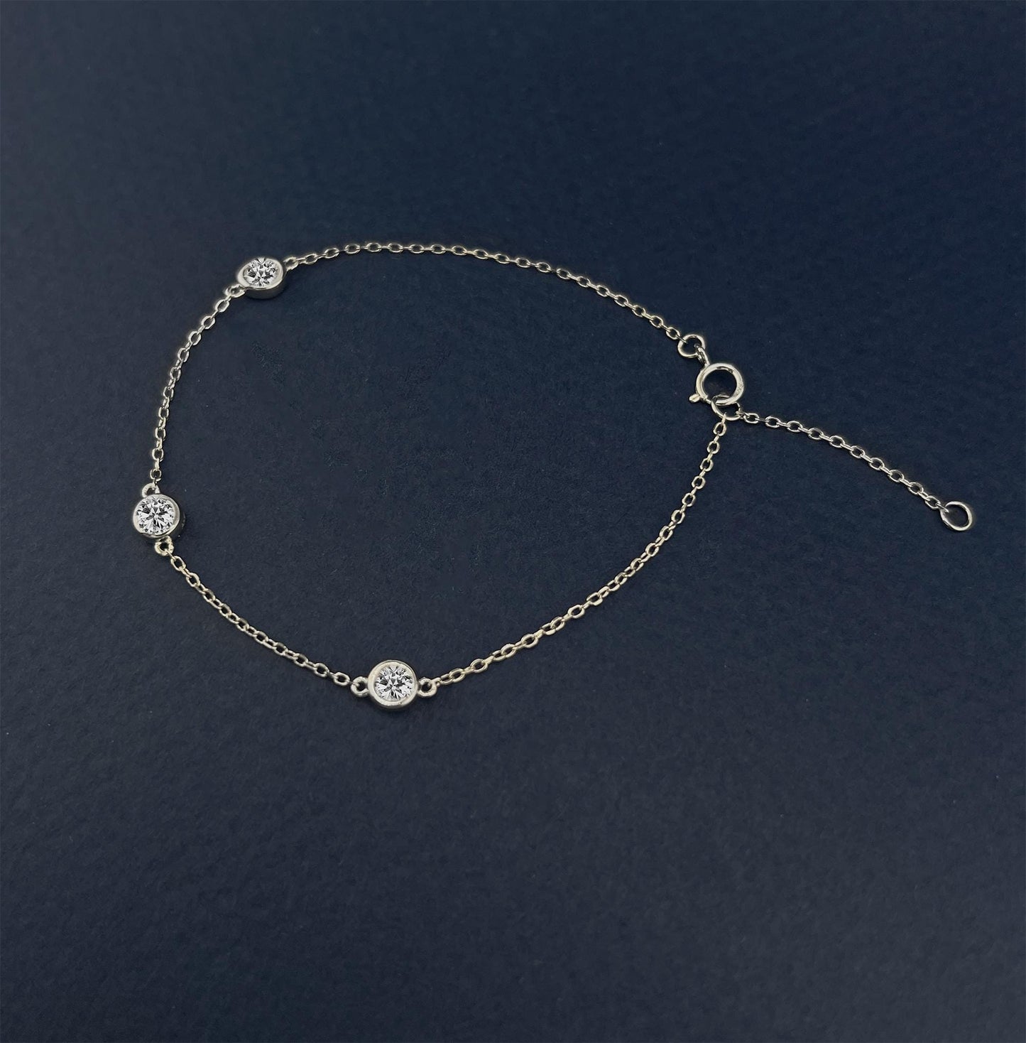Moissanite Bezel Station Bracelet: Rhodium Sterling Silver, Diamonds By The Yard