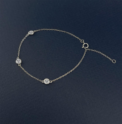 Moissanite Bezel Station Bracelet: Rhodium Sterling Silver, Diamonds By The Yard