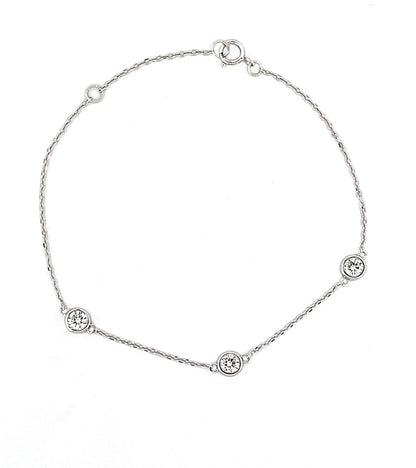 Moissanite Bezel Station Bracelet: Rhodium Sterling Silver, Diamonds By The Yard
