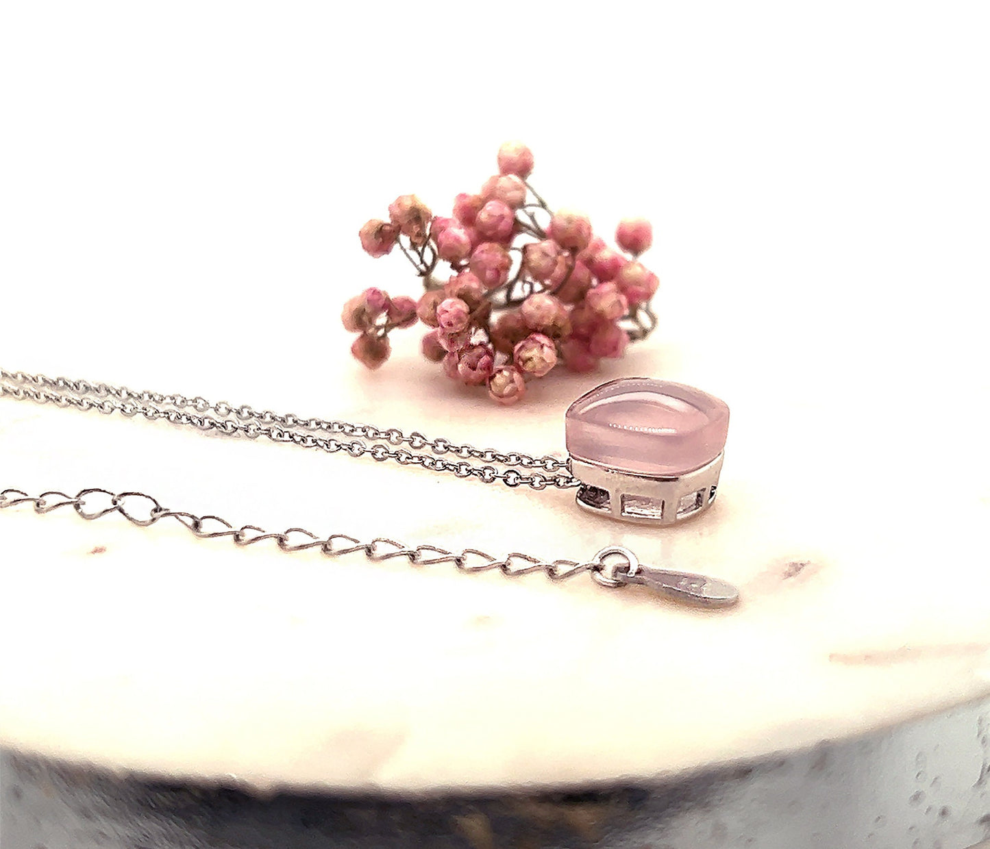 Rose Quartz Sterling Silver Necklace: Handmade Gemstone Pendant