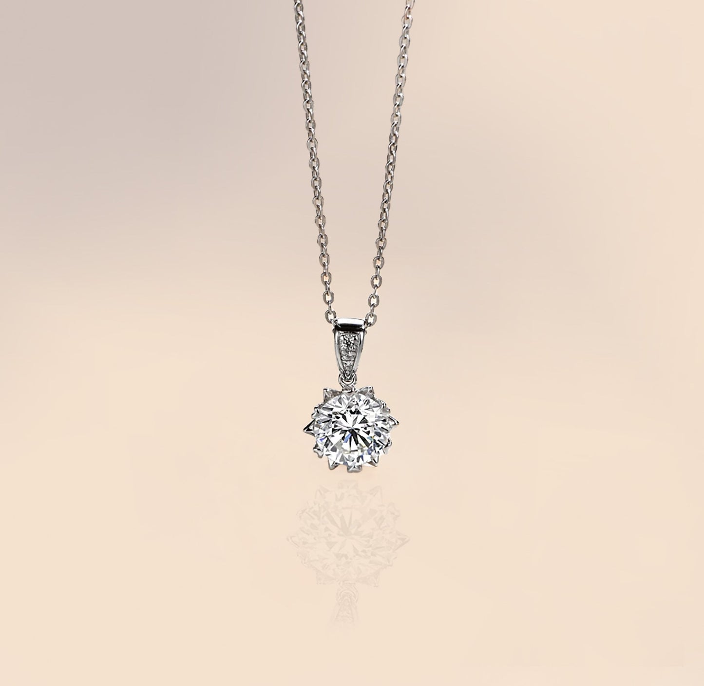 1 Carat Moissanite Solitaire Pendant – Rhodium Plated Sterling Silver Necklace