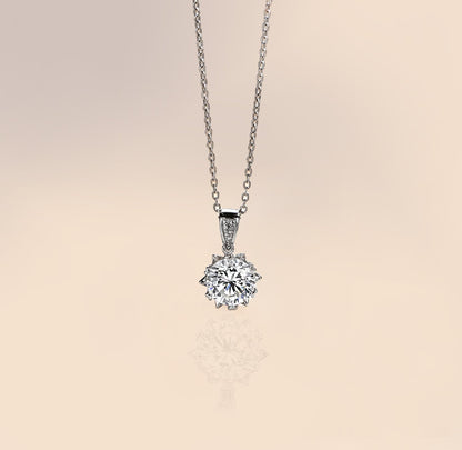 1 Carat Moissanite Solitaire Pendant – Rhodium Plated Sterling Silver Necklace