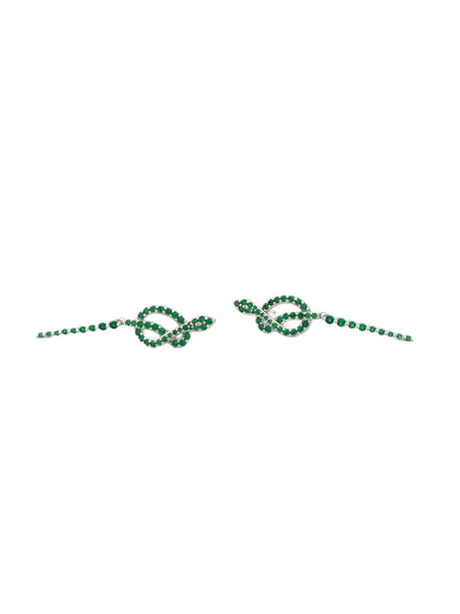 Emerald Snake Earrings: Rhodium Plated Sterling Silver Serpent Dangles