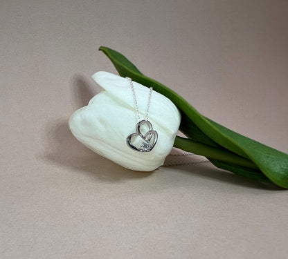 VVS1 Moissanite Heart Necklace: Rhodium Plated Sterling Silver