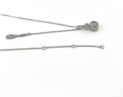 1.5CTW VVS1 Moissanite Halo Necklace: Rhodium Plated Sterling Silver Pendant