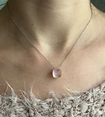 Rose Quartz Sterling Silver Necklace: Handmade Gemstone Pendant