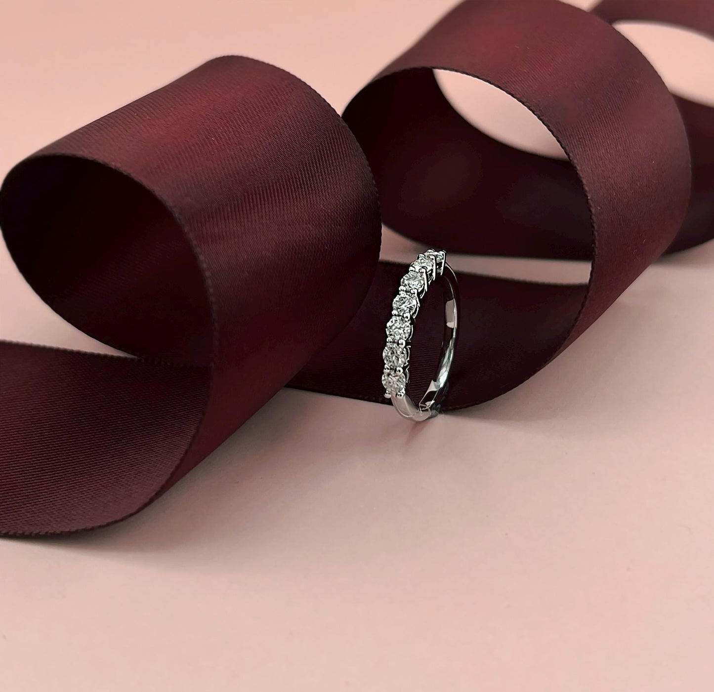 VVS1 Moissanite Wedding Ring: Rhodium Plated Sterling Silver Anniversary Band