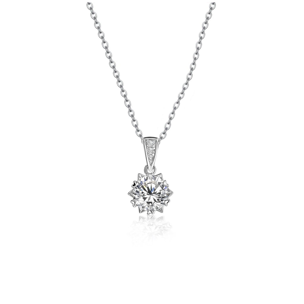 1 Carat Moissanite Solitaire Pendant – Rhodium Plated Sterling Silver Necklace