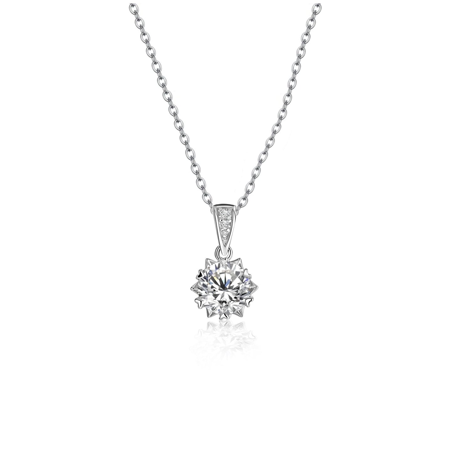 1 Carat Moissanite Solitaire Pendant – Rhodium Plated Sterling Silver Necklace