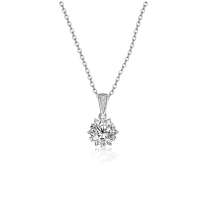 1 Carat Moissanite Solitaire Pendant – Rhodium Plated Sterling Silver Necklace
